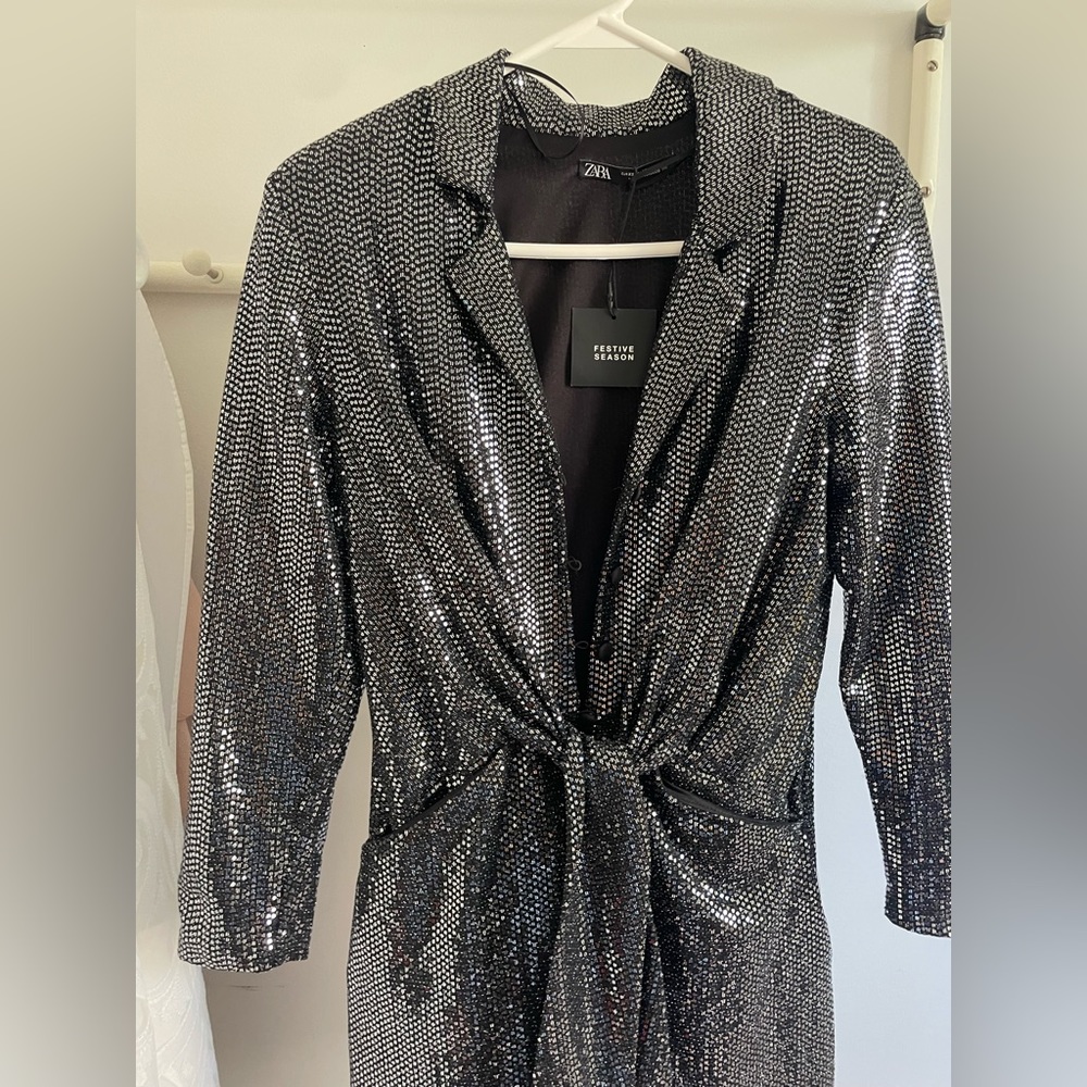 Zara Sequin Longsleeve Shorts/Romper - but looks like a dress! Loose fitted.